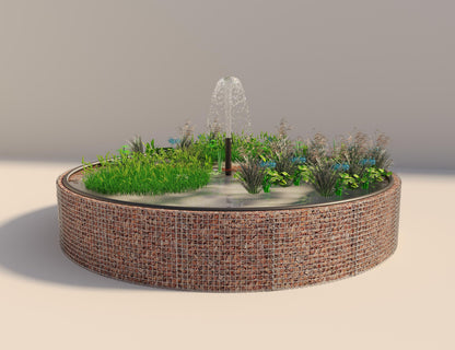 Gabion-dam, rund, ydre diameter 442 cm, højde 80 cm, maskestørrelse 5 x 5 cm, vægtykkelse 15 cm