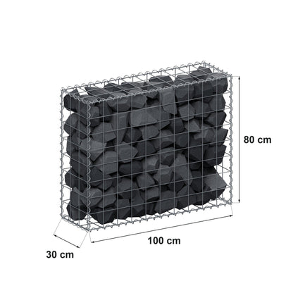 Gabion 100 cm x 80 cm x 30 cm (L x H x D), maskestørrelse 10 cm x 10 cm, spiral
