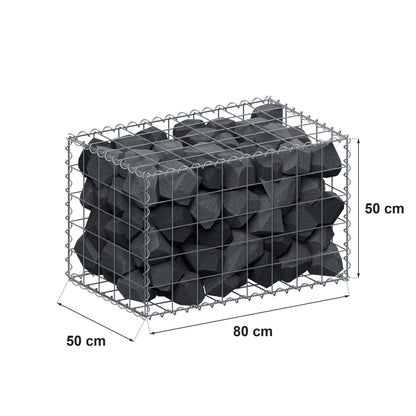 Gabione 80 cm x 50 cm x 50 cm (L x H x T), Maschenweite 10 cm x 10 cm, Spirale