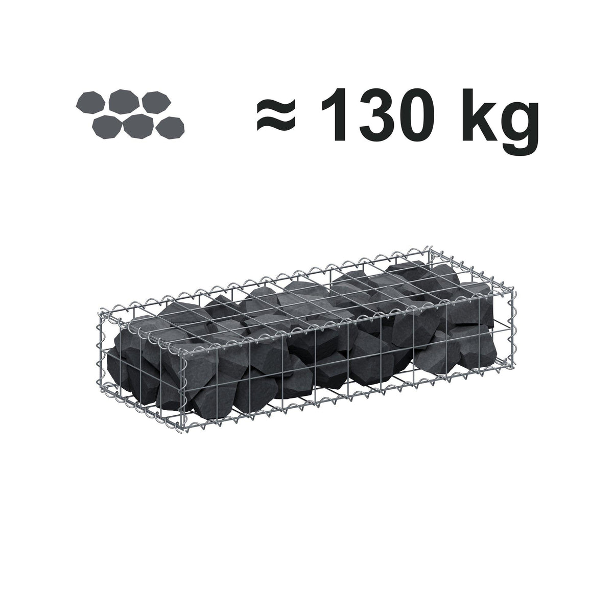 Gabion 100 cm x 20 cm x 40 cm (L x H x D), maskstorlek 10 cm x 10 cm, spiral