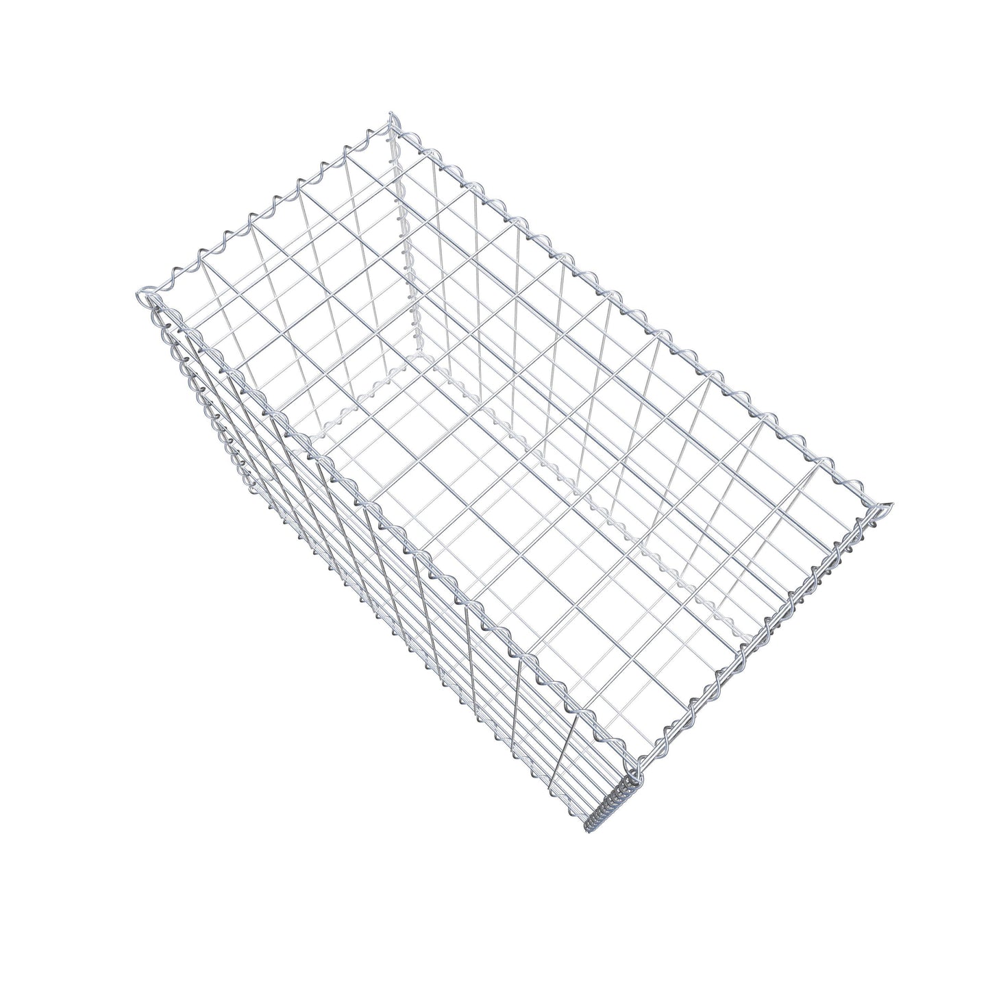 Schanskorf 100 cm x 70 cm x 50 cm (L x H x D), maaswijdte 10 cm x 10 cm, spiraalvormig