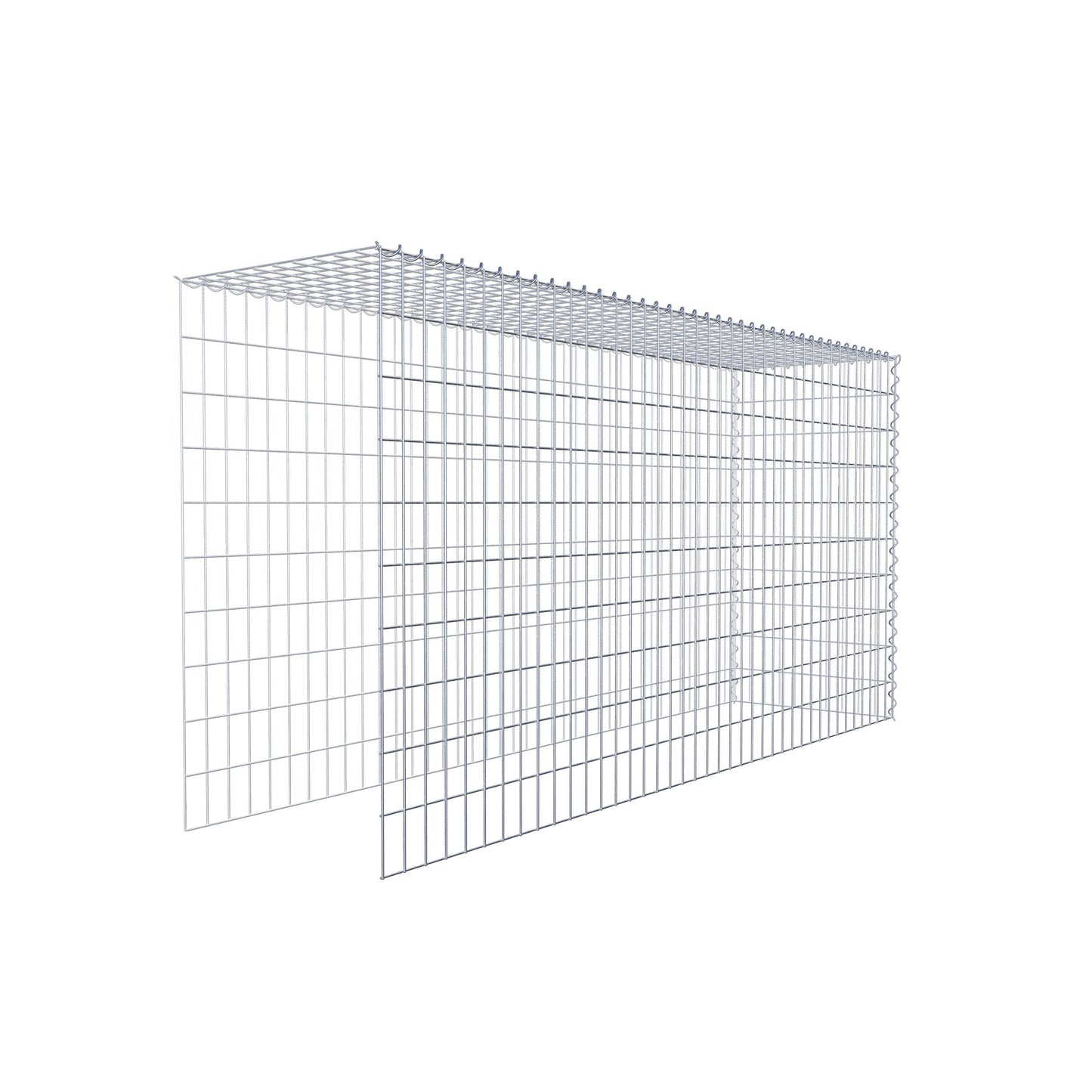 Opbouw schanskorf type 4 200 cm x 100 cm x 50 cm (L x H x D), maaswijdte 5 cm x 10 cm, spiraalvormig
