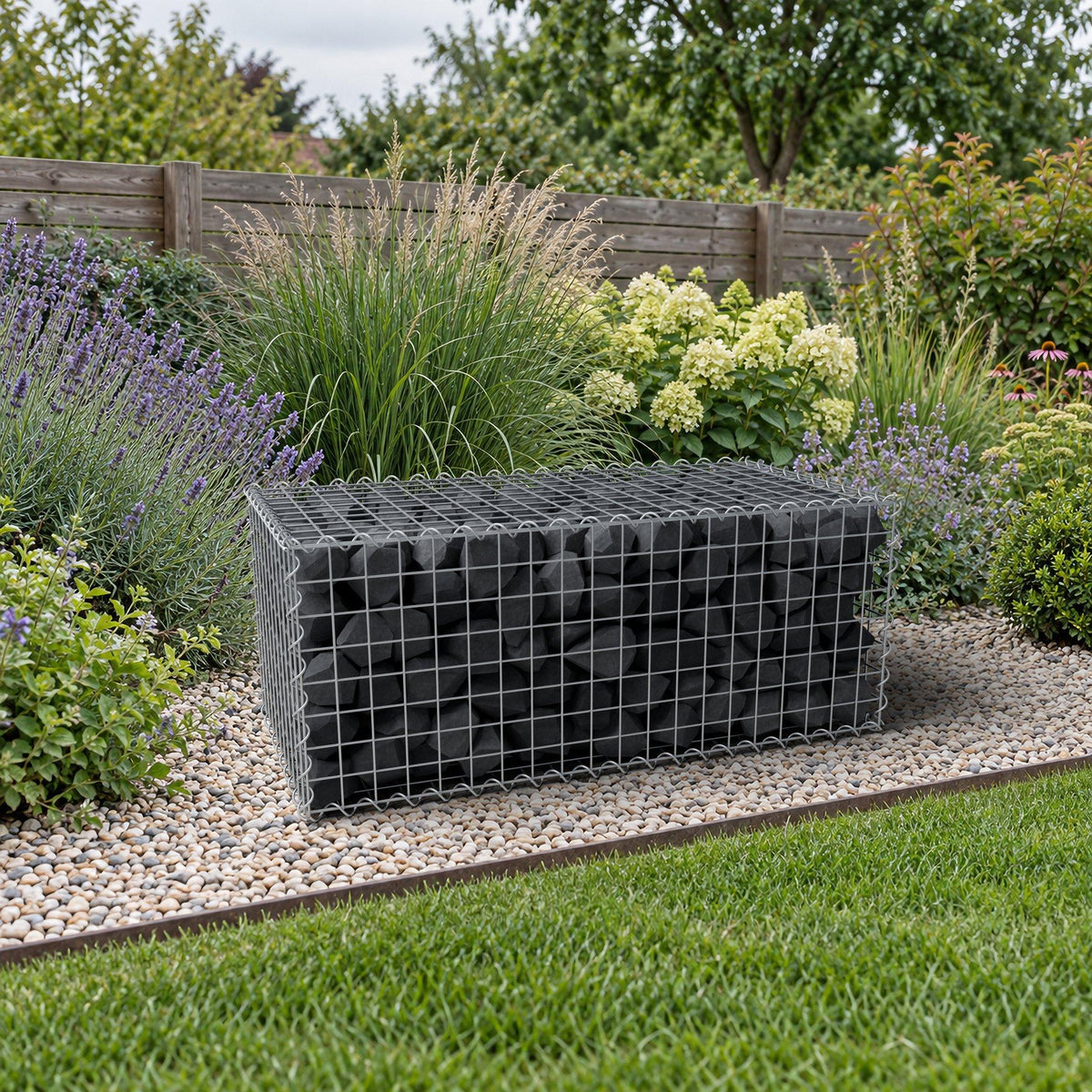 Gabion 100 cm x 40 cm x 50 cm (L x H x D), mesh size 5 cm x 5 cm, spiral