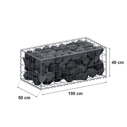 Gabione 100 cm x 40 cm x 50 cm (L x H x T), Maschenweite 10 cm x 10 cm, Spirale