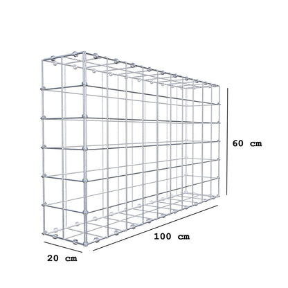 Schanskorf 100 cm x 60 cm x 20 cm (L x H x D), maaswijdte 10 x 10 cm, spiraalring