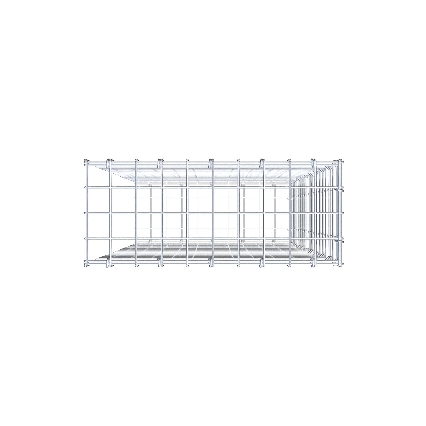 Type 2 oplegkorf 100 cm x 50 cm x 20 cm (L x H x D), maaswijdte 5 cm x 5 cm, C-ring