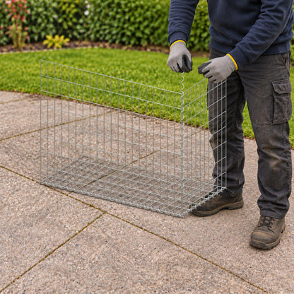 Gabion 100 cm x 80 cm x 50 cm (L x H x D), maskestørrelse 5 cm x 10 cm, spiral