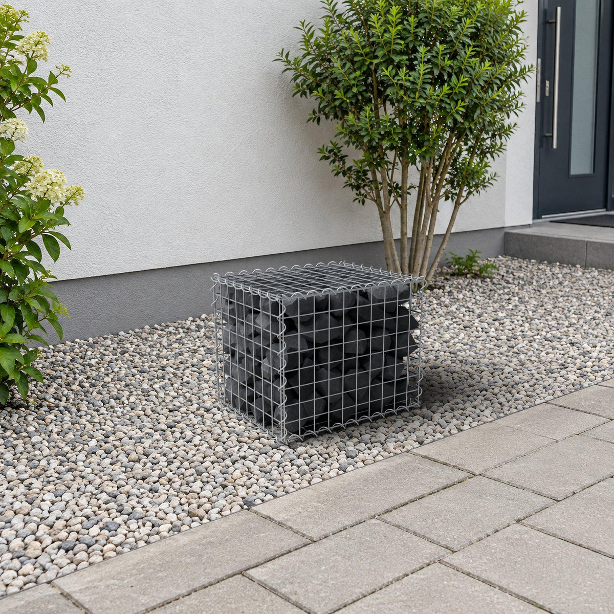 Schanskorf 50 cm x 40 cm x 40 cm (L x H x D), maaswijdte 5 cm x 5 cm, spiraalvormig