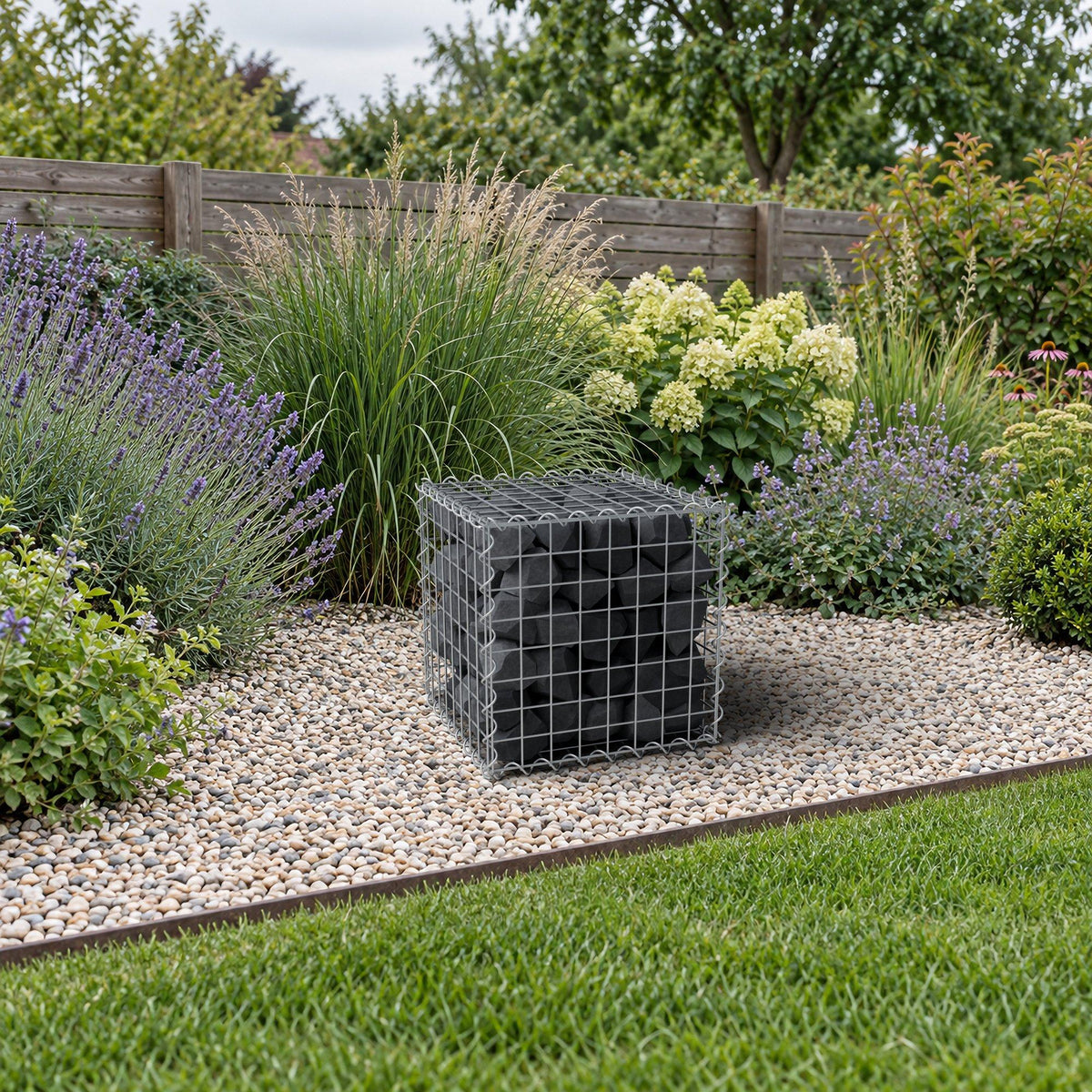 Gabion 40 cm x 40 cm x 40 cm (L x H x P), mailles 5 cm x 5 cm, spirale