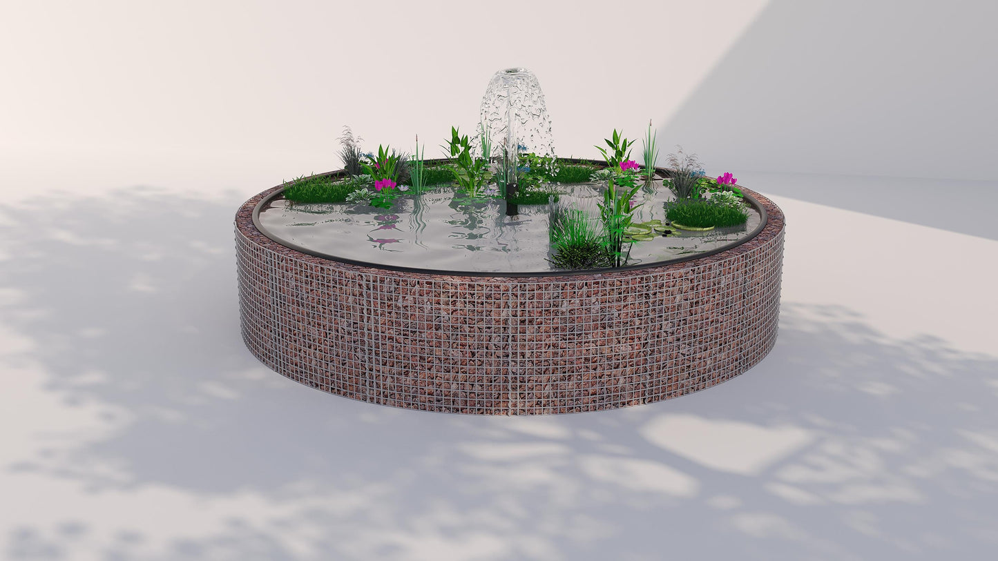 Gabion-dam, rund, ydre diameter 202 cm, højde 80 cm, maskestørrelse 5 x 5 cm, vægtykkelse 15 cm