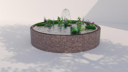 Gabion-dam, rund, ydre diameter 202 cm, højde 80 cm, maskestørrelse 5 x 5 cm, vægtykkelse 15 cm