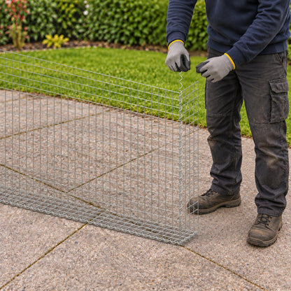 Gabion 200 cm x 100 cm x 20 cm (L x H x D), maskestørrelse 5 cm x 5 cm, spiral