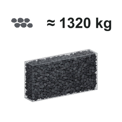 Gabion 200 cm x 100 cm x 40 cm (L x H x D), maskestørrelse 5 cm x 5 cm, spiral