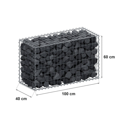 Gabione 100 cm x 60 cm x 40 cm (L x H x T), Maschenweite 5 cm x 10 cm, Spirale