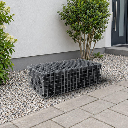 Schanskorf 100 cm x 30 cm x 50 cm (L x H x D), maaswijdte 5 cm x 5 cm, spiraalvormig