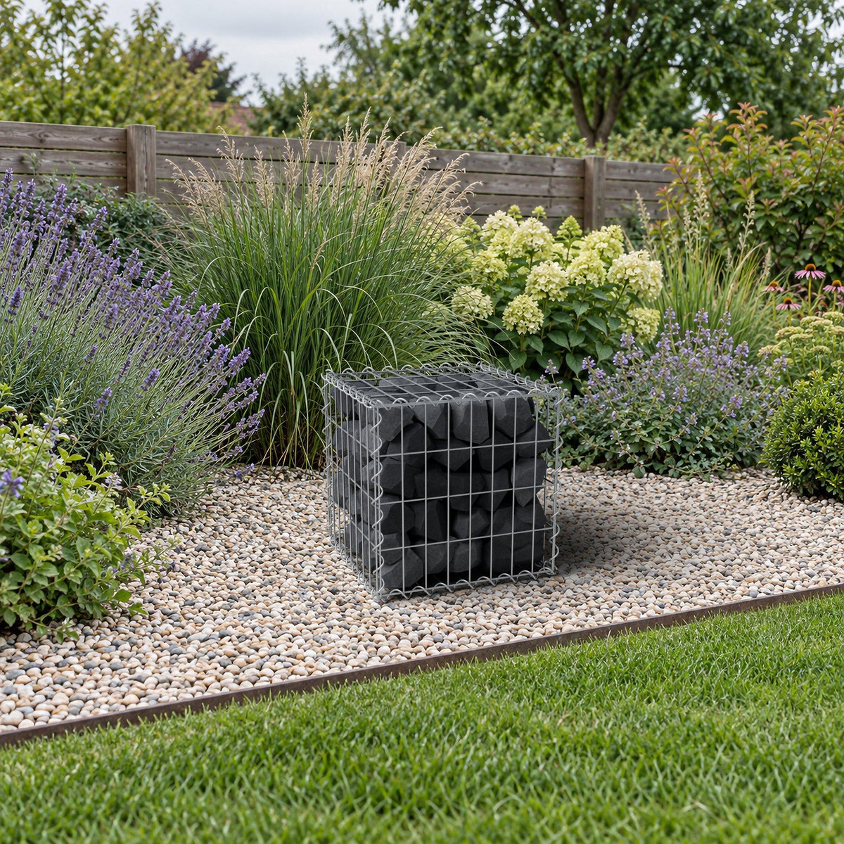 Gabion 40 cm x 40 cm x 40 cm (L x H x D), maskstorlek 5 cm x 10 cm, spiral