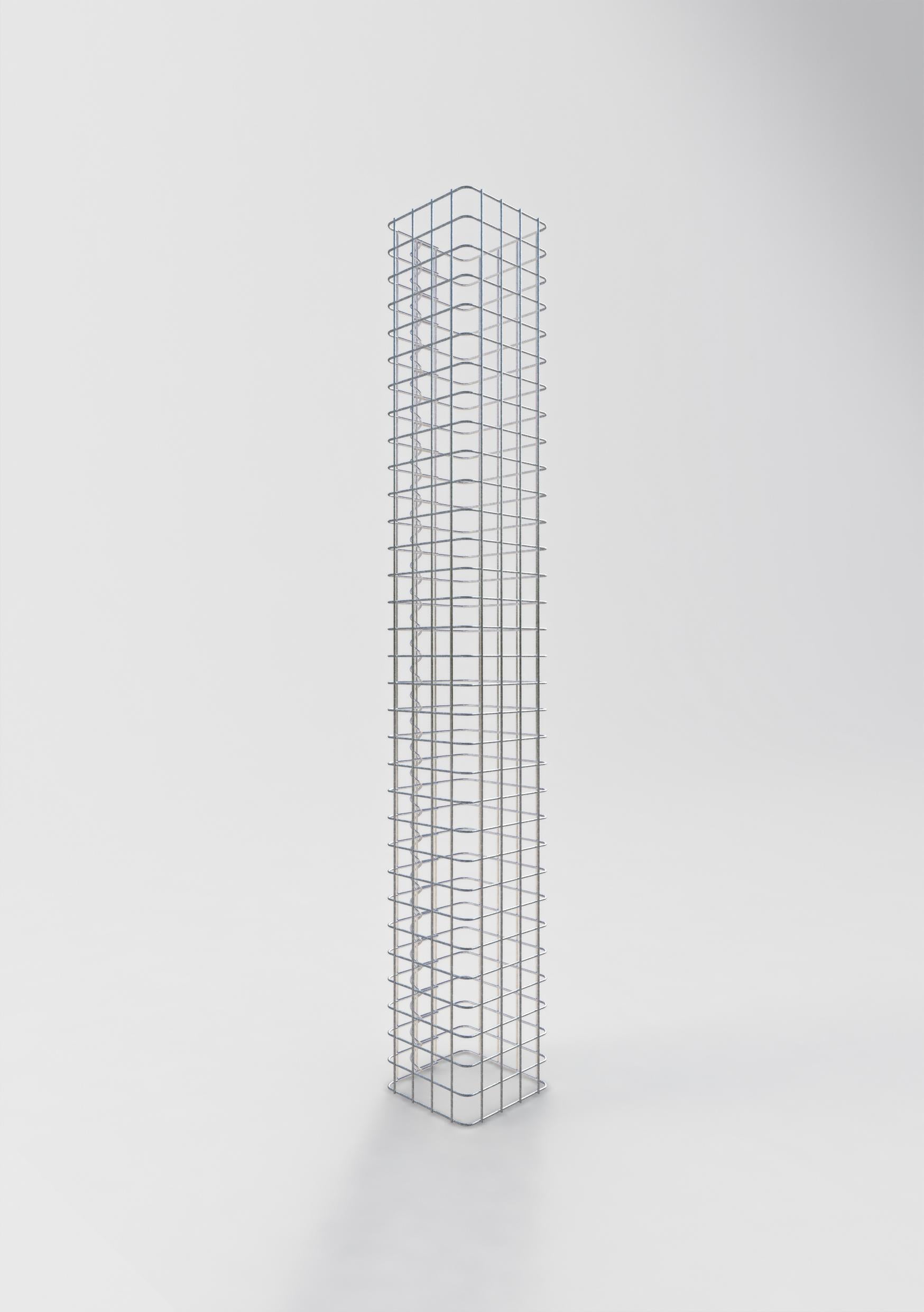 Columna de gaviones, cuadrada 22 cm x 22 cm, 160 cm de altura, MW 5 cm x 5 cm