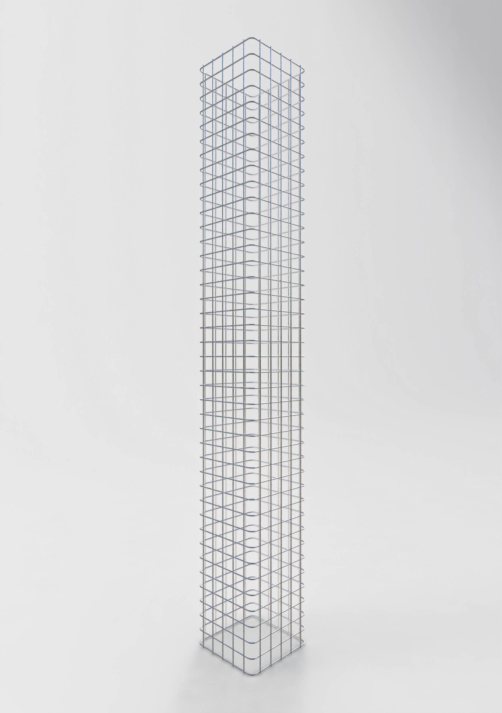 Colonna rettangolare in gabbione zincato a caldo, 27 cm x 27 cm, altezza 200 cm, MW 5 cm x 5 cm