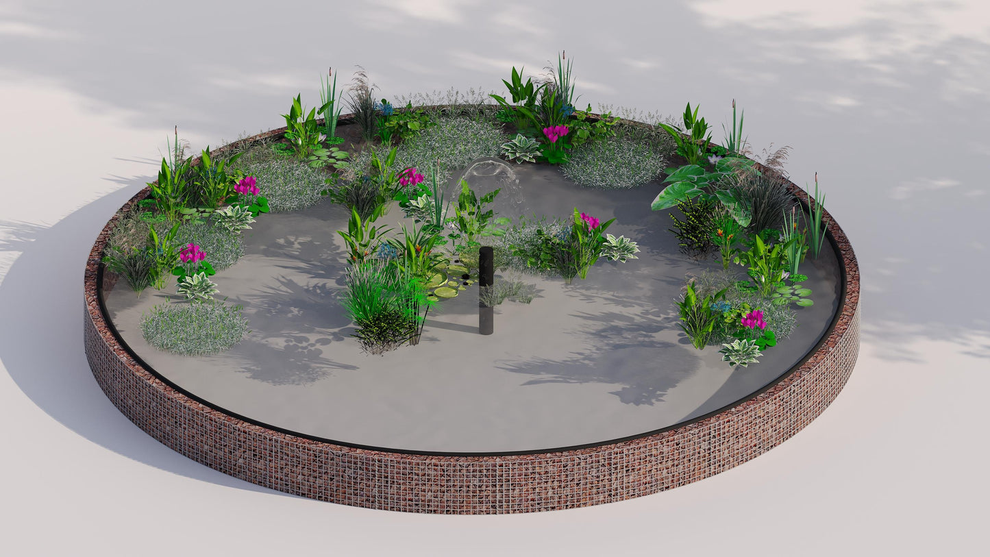 Gabion raised pond round, outer diameter 322 cm, height 50 cm, mesh size 5 x 5 cm, wall thickness 15 cm
