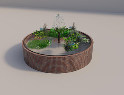 Gabion verhoogde vijver rond, buitendiameter 352 cm, hoogte 80 cm, maaswijdte 5 x 5 cm, wanddikte 15 cm