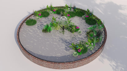 Gabion raised pond round, outer diameter 322 cm, height 50 cm, mesh size 5 x 5 cm, wall thickness 15 cm