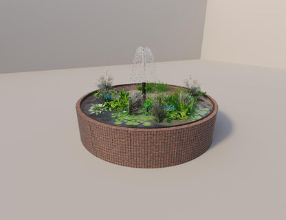 Gabion verhoogde vijver rond, buitendiameter 352 cm, hoogte 80 cm, maaswijdte 5 x 5 cm, wanddikte 15 cm