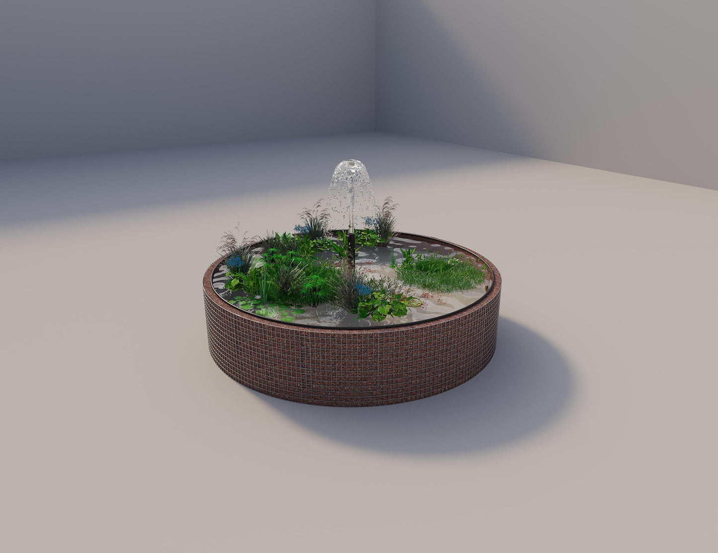 Gabion verhoogde vijver rond, buitendiameter 352 cm, hoogte 80 cm, maaswijdte 5 x 5 cm, wanddikte 15 cm