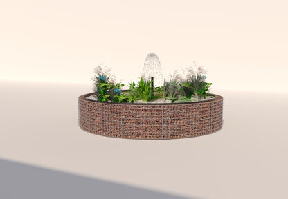 Gabion-hævedam rund, ydre diameter 262 cm, højde 50 cm, maskestørrelse 5 x 5 cm, vægtykkelse 15 cm
